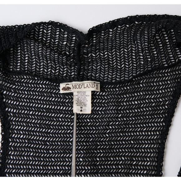 Vtg Y2K Mod'Land Sheer Vest Knit Lace Goth Boho Whimsigoth Fairy Grunge Womens M - Picture 7 of 8